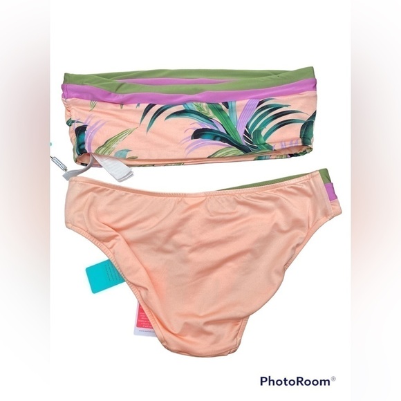 REVOLVE SEAFOLLY las palmas tube top multi color bikini set size 10 - Picture 4 of 7